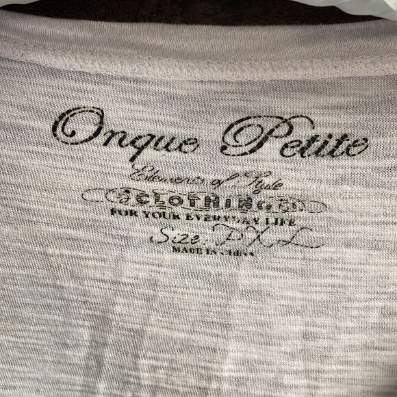 Onque Petite Ladies Top with Bling, Size PXL, White and Blue, Silver Bling - Picture 4 of 5